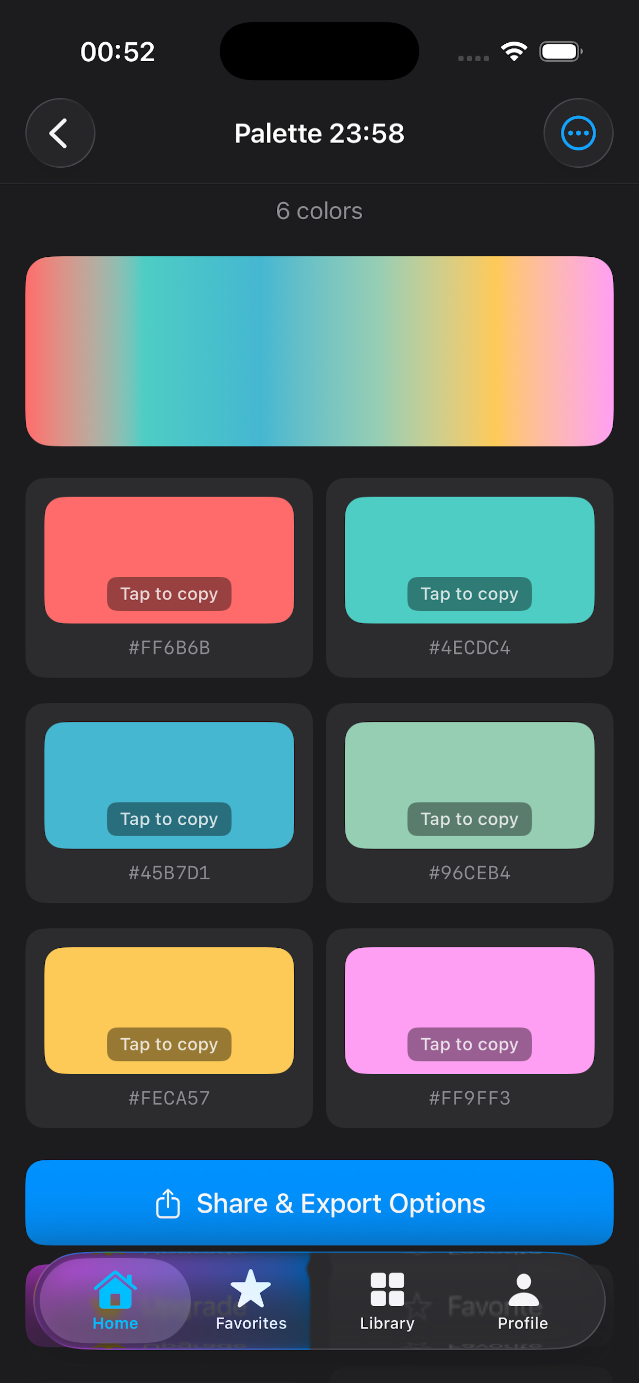 iDrop Ultra palette detail screen